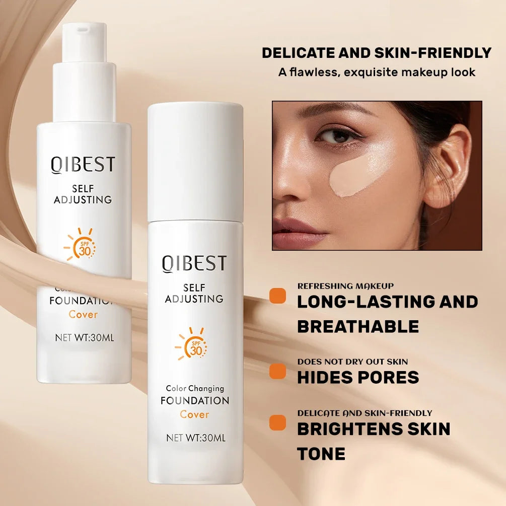 QIBEST Liquid Foundation Hydrating Medium Full Coverage Concealer SPF 30+ Long Wearing Waterproof Foundation Natural Makeup Peaceful Pleasures Health and Wellness