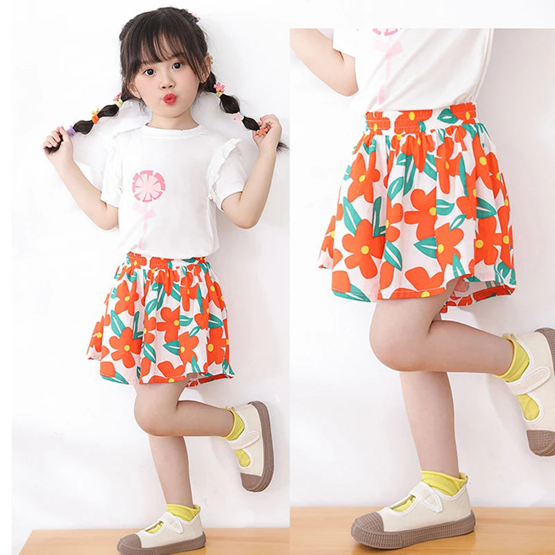 Girls Floral Culottes Wide-Leg Beach Shorts | Ages 4–6