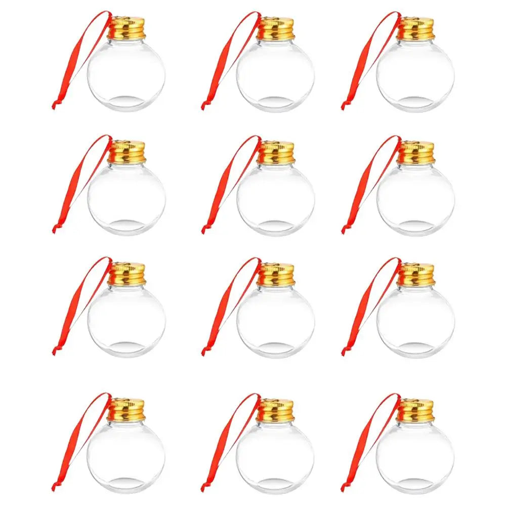Clear Fillable Christmas Ornaments Set of 12 – DIY Ball Pendants