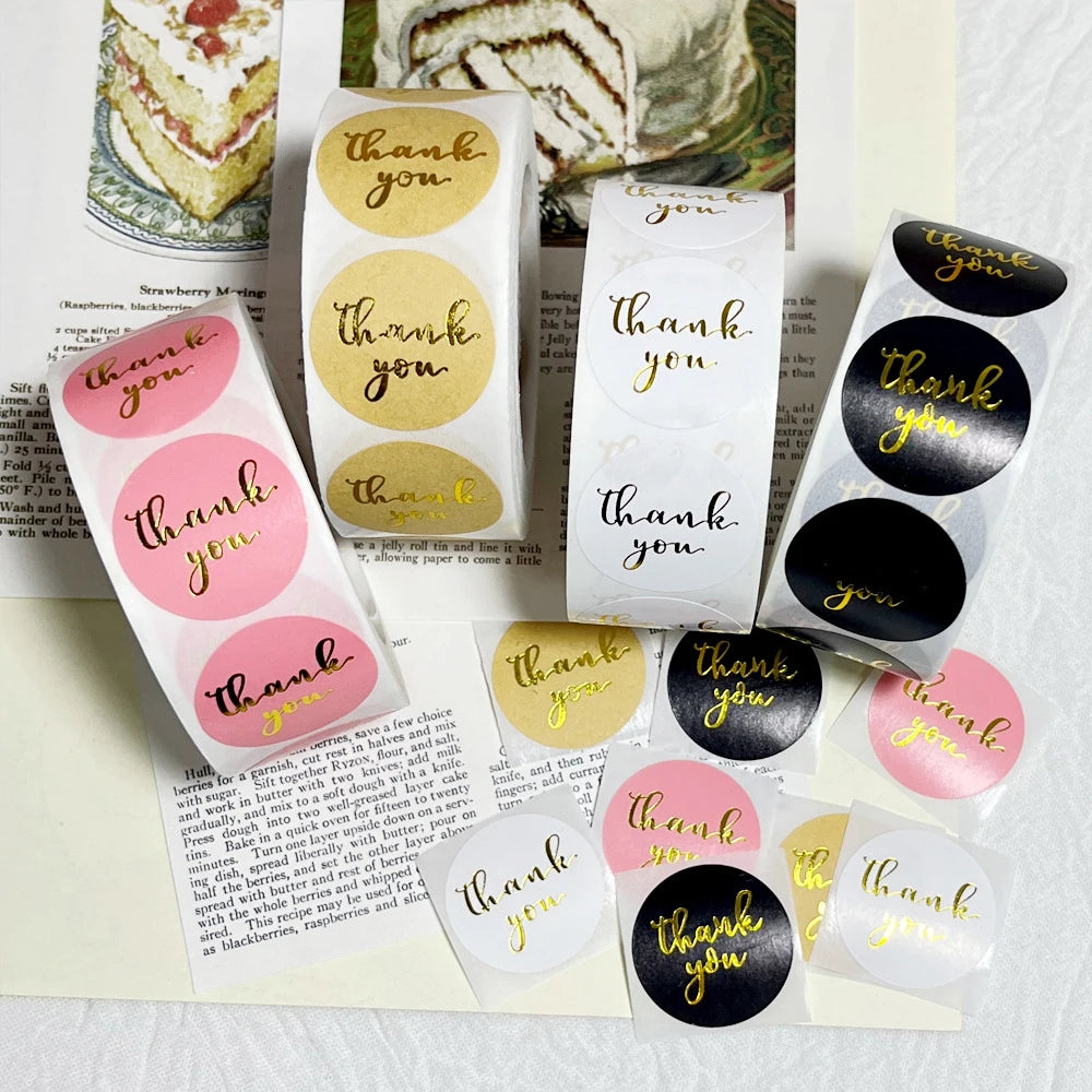 Thank You For The Stickers Stickers Pink And Black Hot Stamping Sealing Envelope Gift, Wedding Roll Up And Circular Shape Peaceful Pleasures Health and Wellness