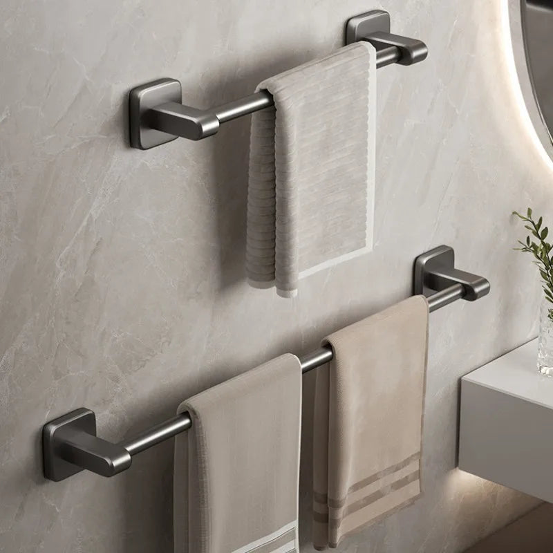 Self-Adhesive No-Drill Towel Bar | Wall-Mount Rack White & Black