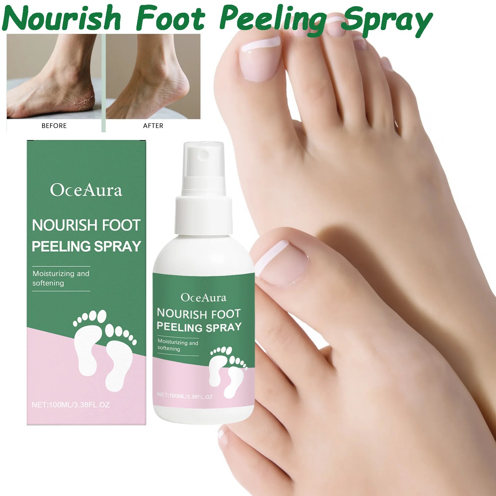 Foot Exfoliating Spray Callus Remover for Cracked Heels Moisturizing Remove Dead Skin Heel Drying Cracked Repair Foot Care Spray Peaceful Pleasures Health and Wellness