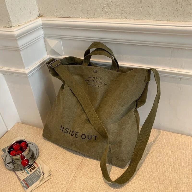 Beige Canvas Tote Bag – Large Capacity Shoulder Bag | JETTING
