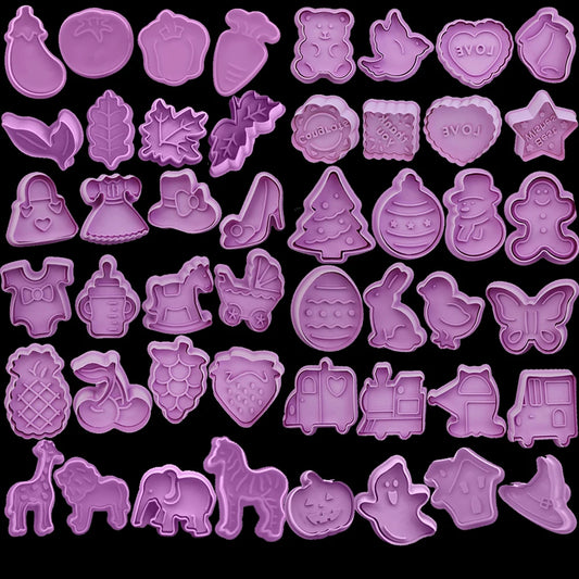 4-Piece 3D Cartoon Cookie Stamp & Cutter Mold Set – DIY Biscuit Baking Molds Peaceful Pleasures Health and Wellness