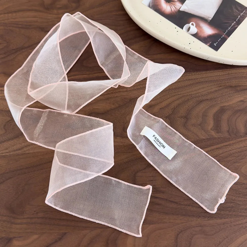 Y2K Organza Silk Scarf – Narrow Headscarf & Beach Wrap