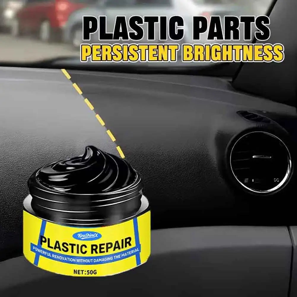 Instant Plastic Renovation Cream 50G/100G- Double Black Restorer for Car Interior Plastic & Leather, Restores Shine Instantly Peaceful Pleasures Health and Wellness