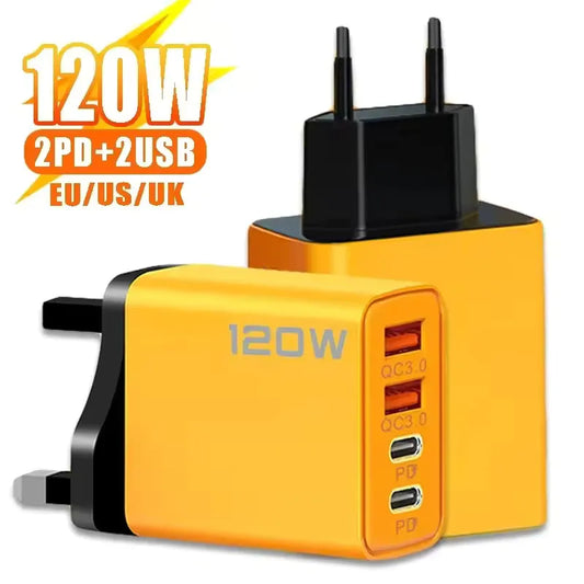 120W 4-Port USB-C Fast Charger QC3.0 PD | iPhone & Android USB-C Fast Charger Peaceful Pleasures Health and Wellness