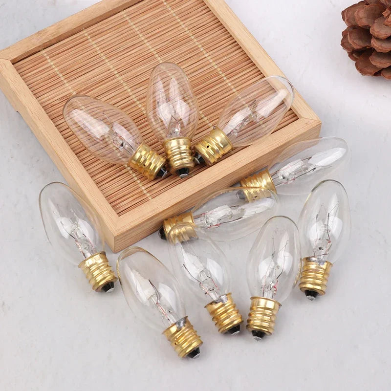 10-Pack E12 C7 7W Tungsten Bulbs 120V 2700K Warm White Decorative Decorative Tungsten Bulbs Peaceful Pleasures Health and Wellness
