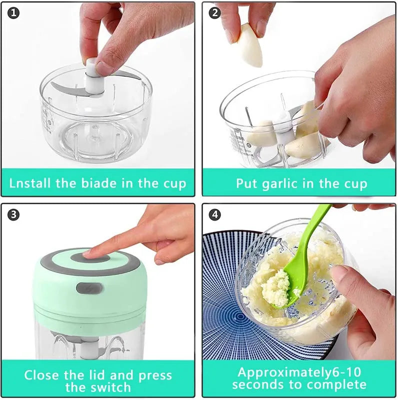 Mini Electric Garlic Chopper USB Rechargeable 100/250ml