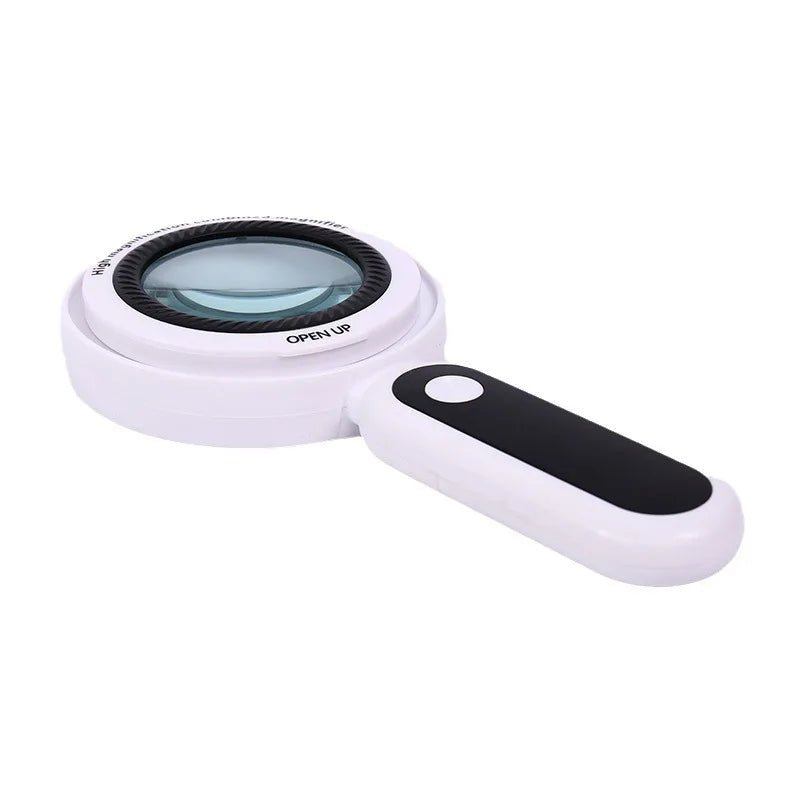 Handheld Combinable Dual Lens with Led Light 10X 30X Magnifying Glass for Elderly Reading and Maintenance Peaceful Pleasures Health and Wellness
