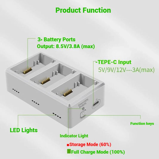 DJI Mini 3/4/5 Pro 3-Way Charging Hub | Battery Butler Drone Battery Charger Oasis Select
