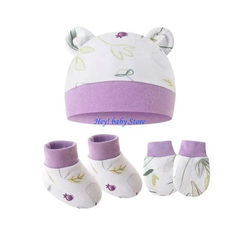 Newborn Baby No-Scratch Mittens Hat & Sock Set | 0–3 Months