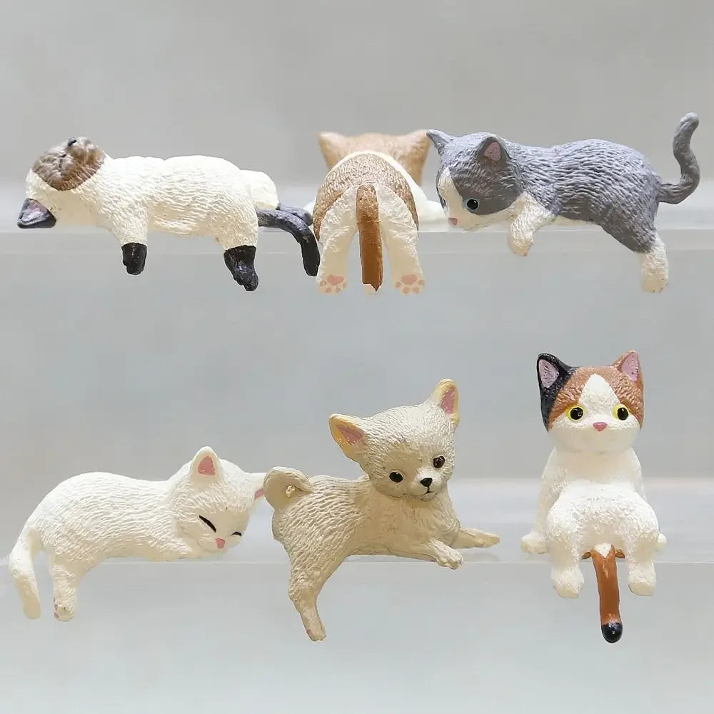 Office Desktop Mini Cute Little Cat Ornament Computer Car Center Console Display Screen Edge Decoration Figurine Simulation Cats Peaceful Pleasures Health and Wellness