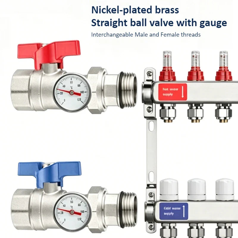 Copper Ball Valve Floor Drain Separator with Pressure Gauge