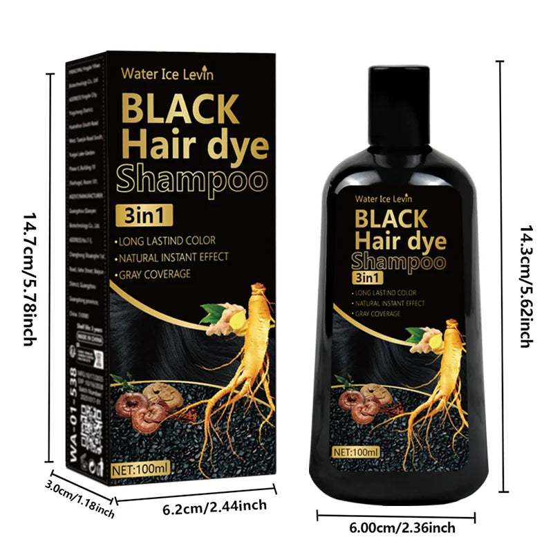 Water Ice Levin Black Hair Dye Shampoo – Natural, Gentle & Long-Lasting 100ml Peaceful Pleasures Health and Wellness