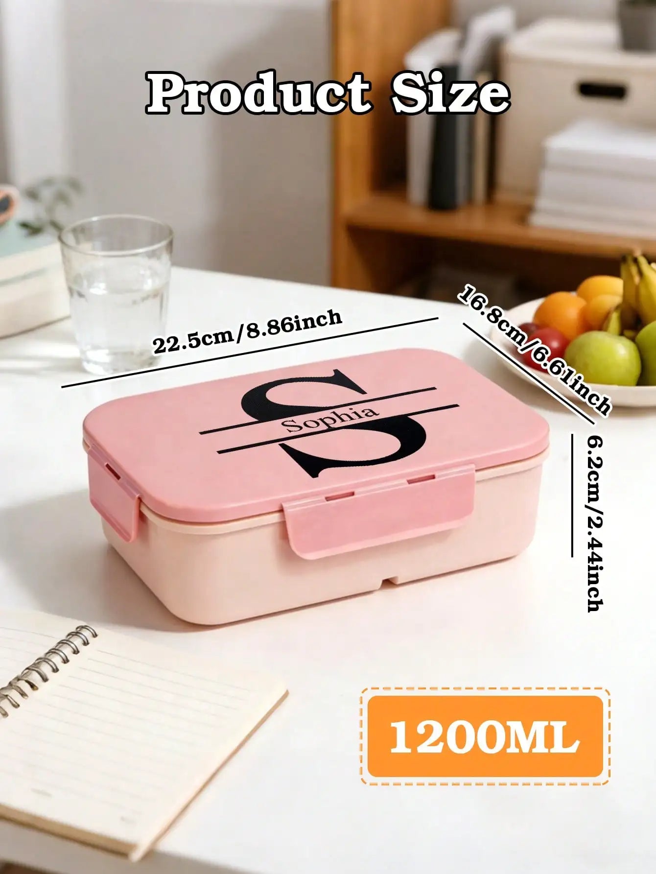 Custom Name Bento Lunch Box Portable With Fork Spoon Pink Blue Personalized Food Container For Kids Adults Work School Picnic Peaceful Pleasures Health and Wellness