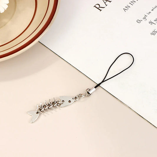 Y2K Fishbone Metal Phone Charm Lanyard | Alloy Keychain Phone Charm Lanyard Oasis Select Default Title