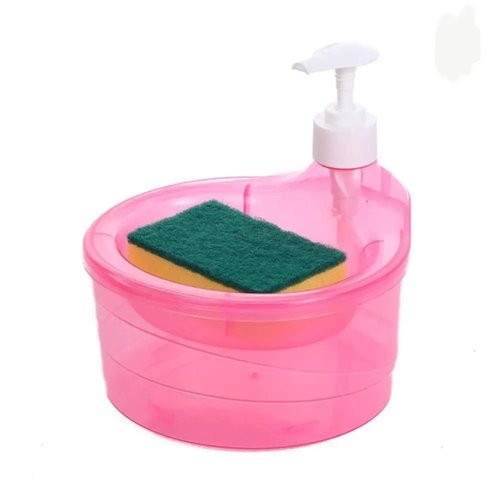 Press-Type Dish Soap Dispenser with Sponge – 1000ml