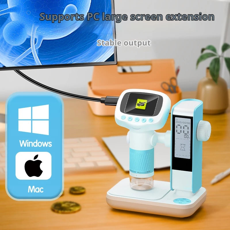 Children's Microscope Multifunctional 2-Inch High-Definition Student Science and Education Experiment Set Educational Toy Peaceful Pleasures Health and Wellness