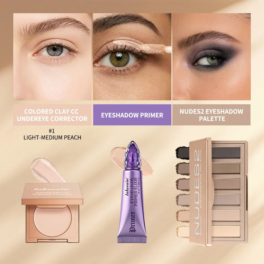 3-Pc Eye Makeup Set: Primer, Concealer & Eyeshadow Palette