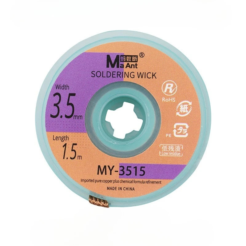 MaAnt High Quality Desoldering Wick with Braided Copper Wire 1015 1515 2015 2515 3015 3515 for Phone PCB BGA Soldering Braid 1.5 Peaceful Pleasures Health and Wellness MY-3515