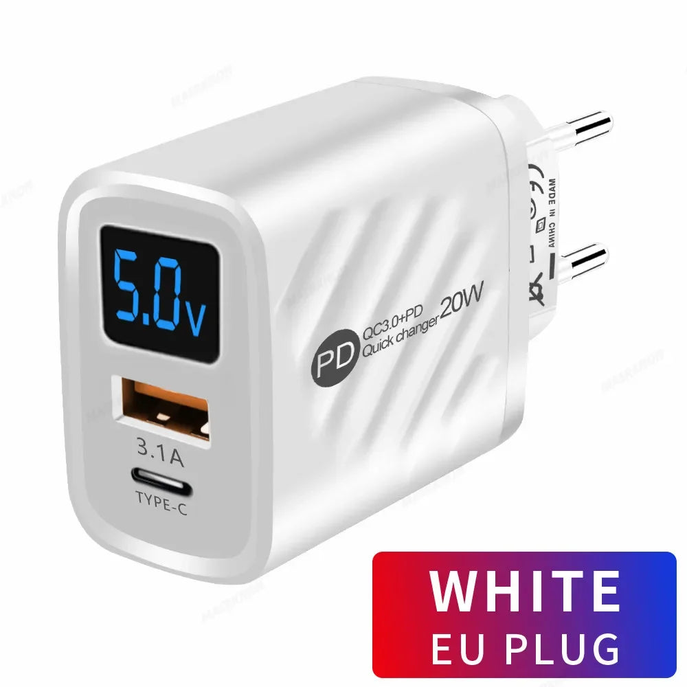 PD 20W USB-C Fast Charger QC 3.0 | iPhone Samsung Xiaomi