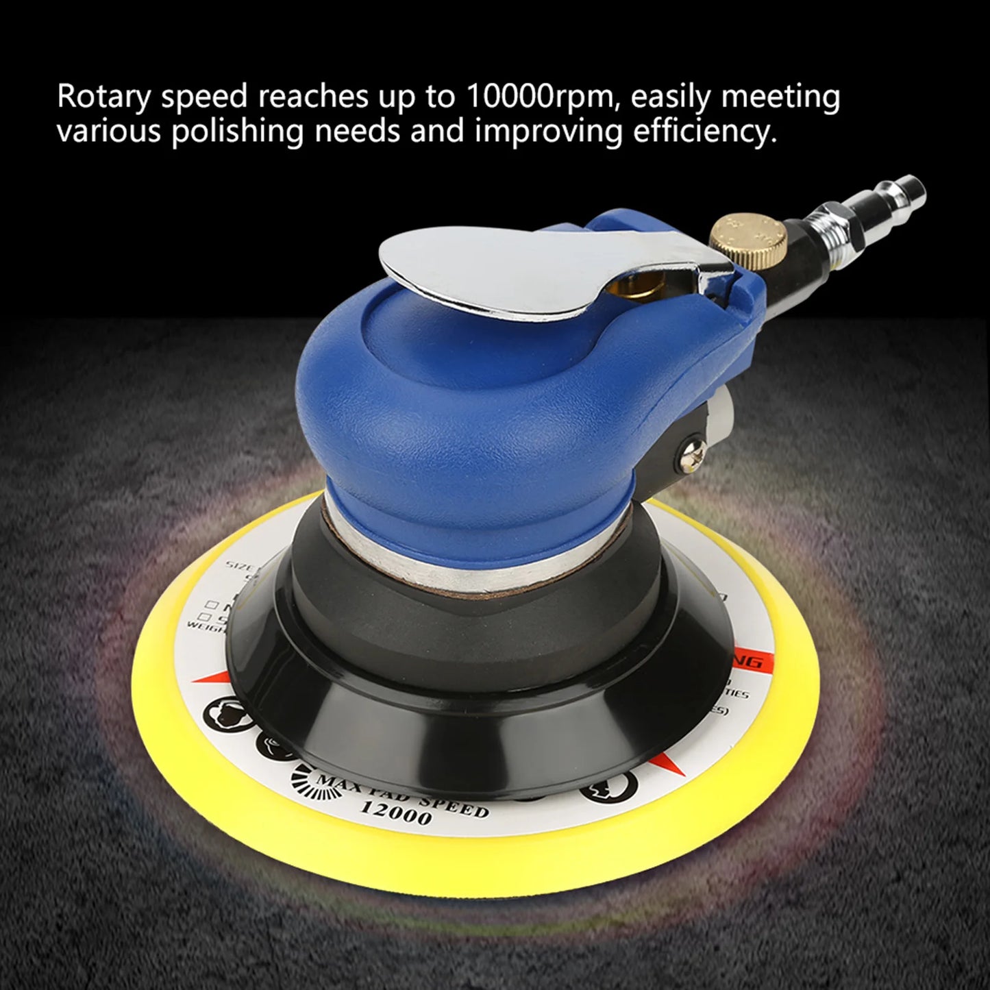 AT‑980 5"/6" Air Random Orbital Sander Round Polisher Pneumatic Hand Sanding Tool Round Sander Sander Random Orbital Sander Peaceful Pleasures Health and Wellness
