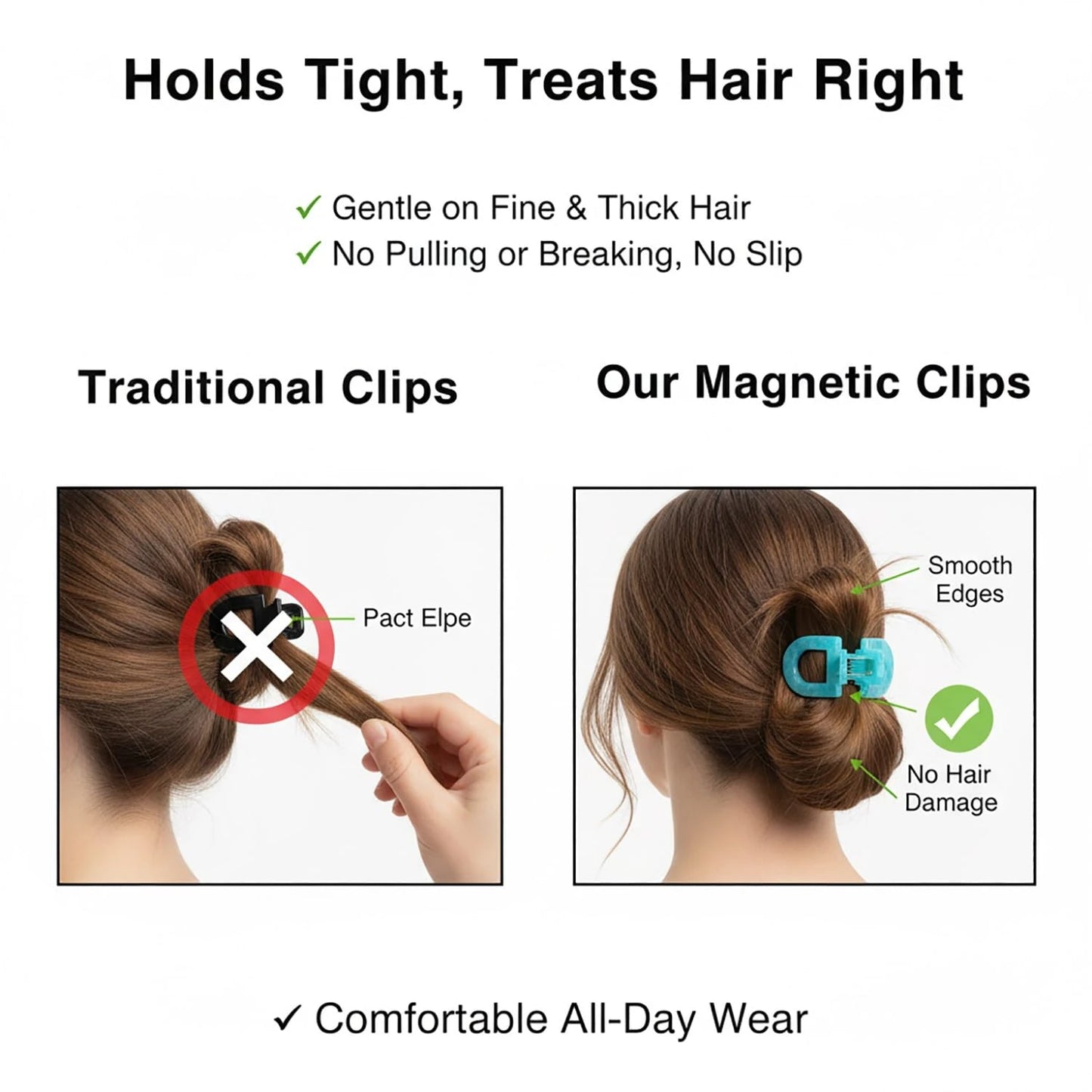 Women's Strong Anti-Slip Magnetic Hair Clips, No Residue, Suitable for Home and Travel, Easy Women's Hairstyle Accessories Peaceful Pleasures Health and Wellness