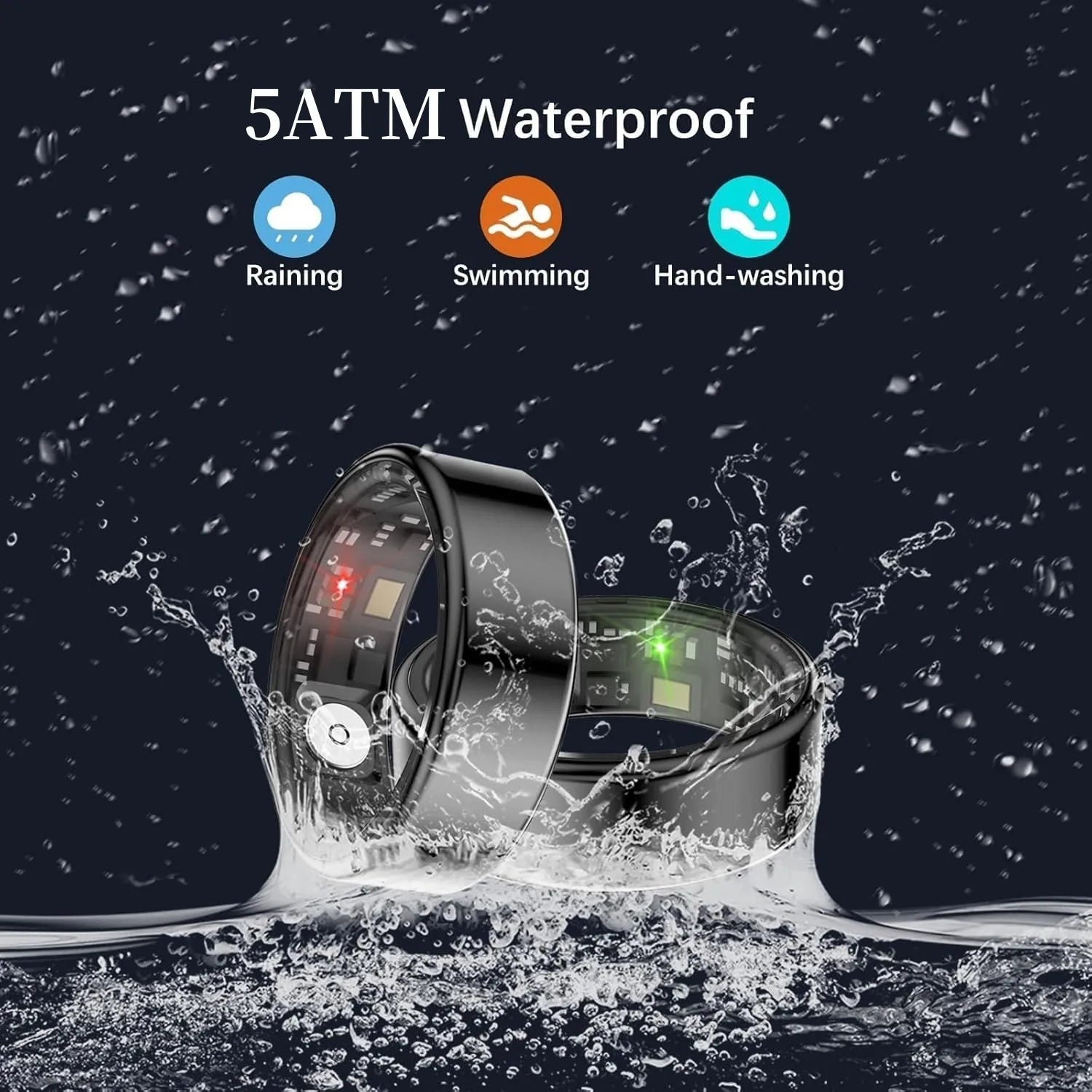 New R09 Smart Ring Men Women with Charging Case,Heart Rate Blood Oxygen,Skin Temperature Monitor,5ATM Waterproof For Android IOS Peaceful Pleasures Health and Wellness