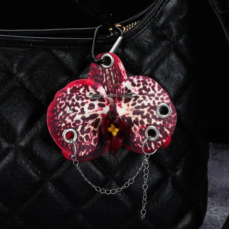 Phalaenopsis Flower Keychain – Floral Backpack Charm Gift