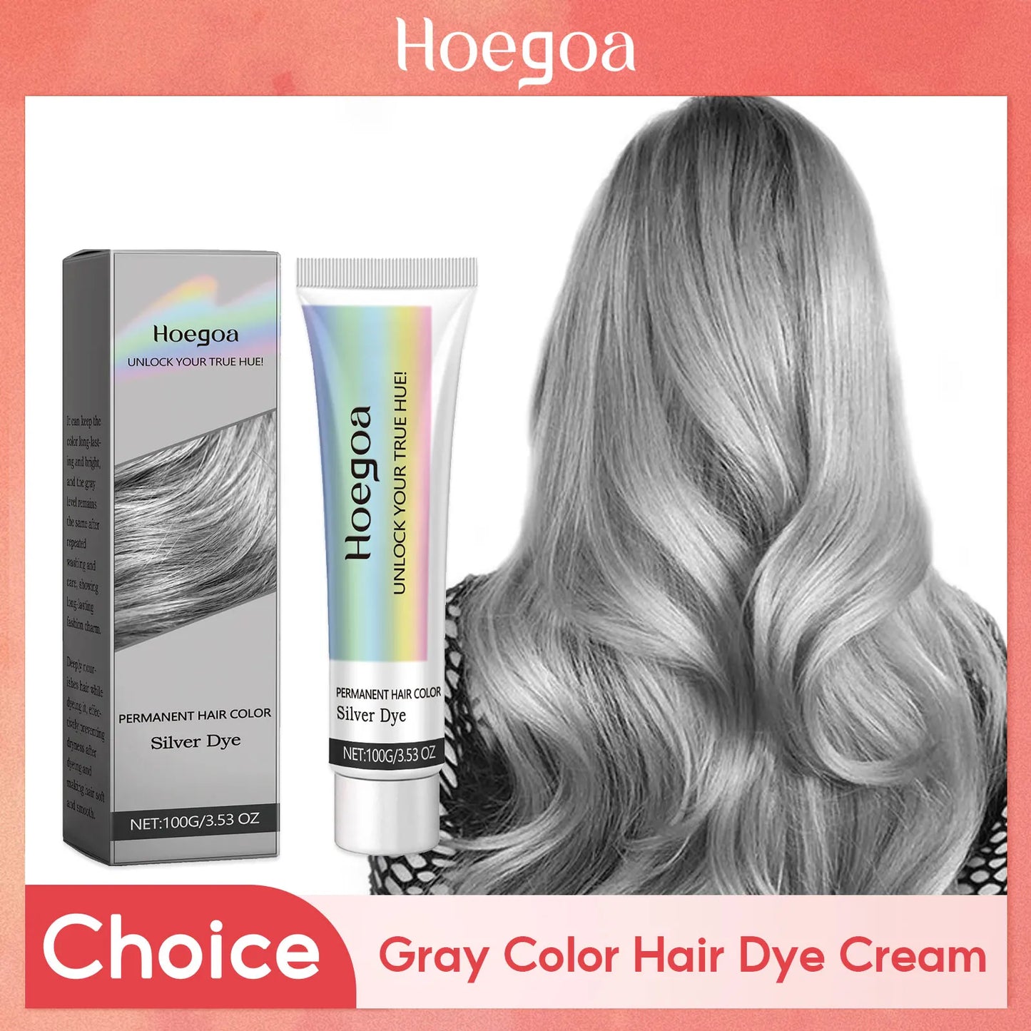 HOEGOA Smoky Gray Permanent Hair Dye Cream – Silver Unisex