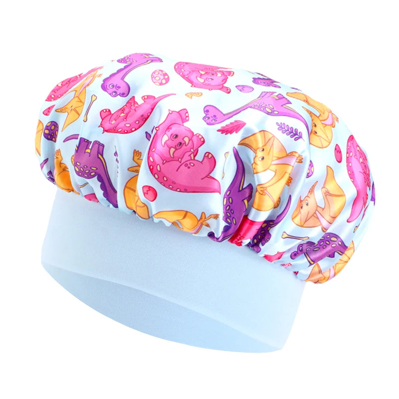 Kids Dinosaur Satin Bonnet | Silky Sleep Cap for Toddlers