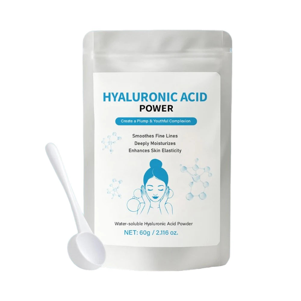 60g Hyaluronic Acid Powder + Spoon Hydrating Smoothing Brighten Nourish Hyaluronic Acid ingredient for DIY Serums,Skin Care Peaceful Pleasures Health and Wellness 60g