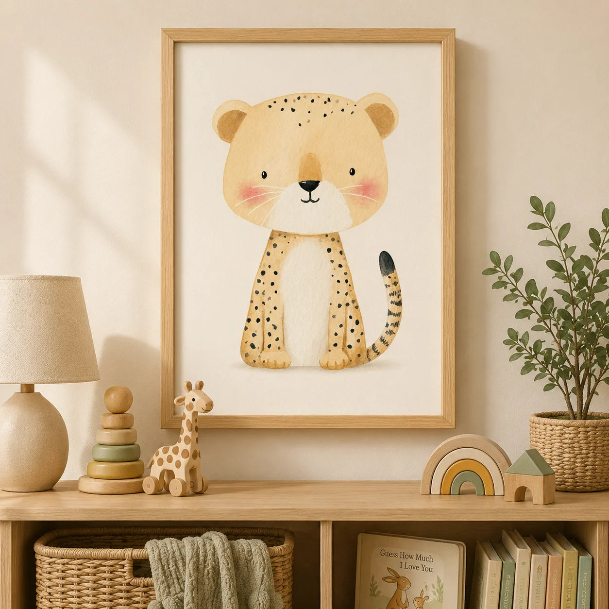 Nursery Wall Art, Cute Baby Cheetah Canvas Painting, Minimalist Animal Poster Print for Kids Boy Girl Bedroom Decor Peaceful Pleasures Health and Wellness