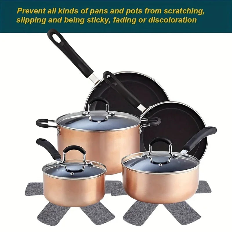 3Pcs Pot Pan Felt Protectors Divider Pads Heat Resistant Prevent Scratching Separate Mat Surfaces For Cookware Kitchen Tool Peaceful Pleasures Health and Wellness
