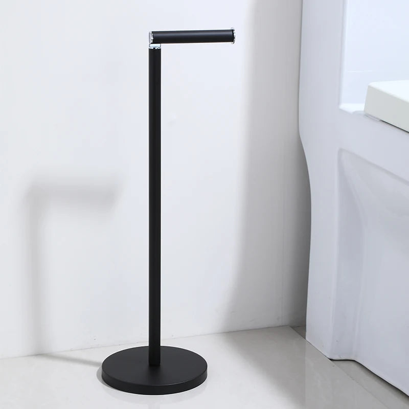 Free Standing Toilet Paper Holder Rack with Storage | Brushed Steel