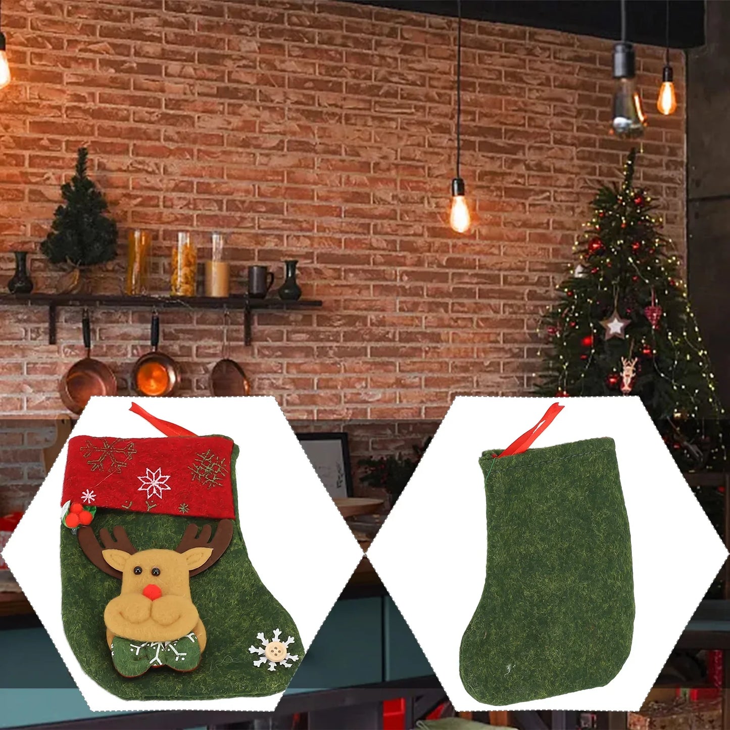 Mini Christmas Stocking Ornaments – Santa, Snowman, Elk & Bear