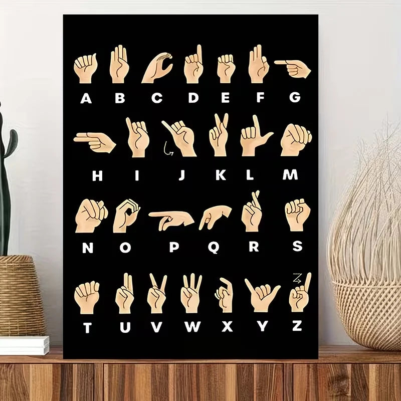 ASL Alphabet Chart Canvas Wall Art | Sign Language Poster