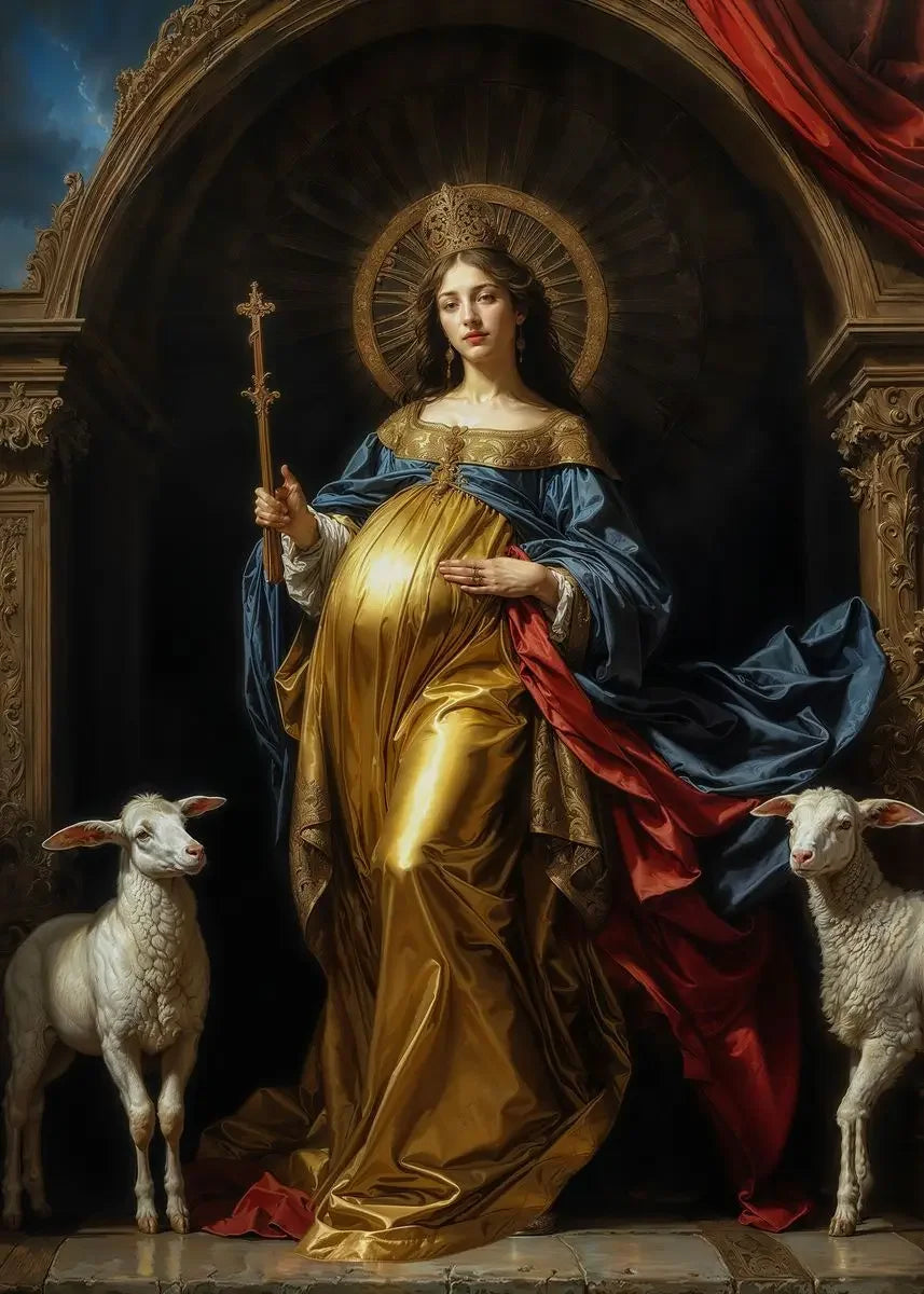 Virgin Mary Archangel Canvas Wall Art | Nordic Religious Decor