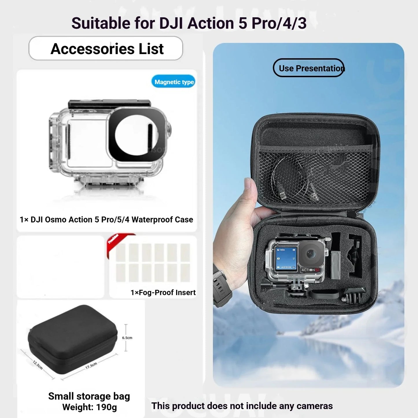 Magnetic Waterproof Diving Case for DJI Action 5 Pro/4/3