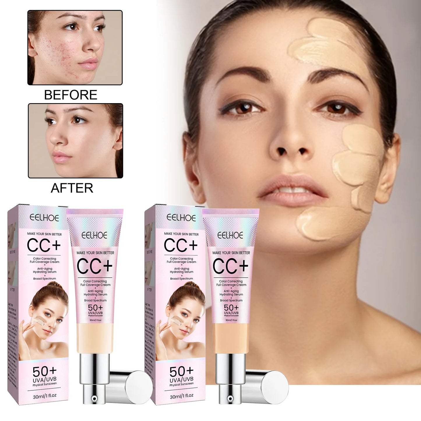 EELHOE CC Cream SPF 50 | Full Coverage Oil-Control Foundation