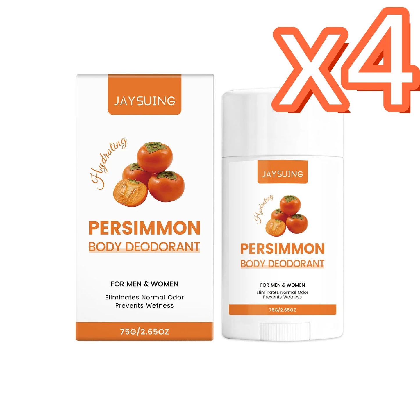 Persimmon Scent Deodorant Stick Remove Body Odor Lasting Refresh Reduce Underarm Sweat Women Men Skin Underarm Antiperspirant Peaceful Pleasures Health and Wellness 75g Boxed x 4