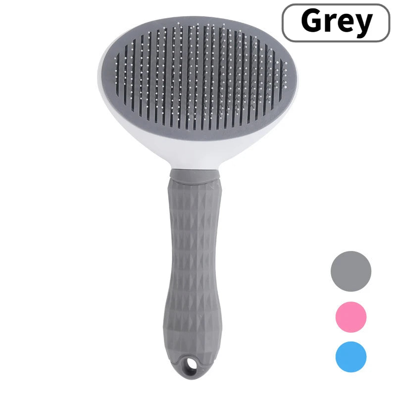 Pet Dog Brush Cat Comb Self Cleaning Pet Hair Remover Brush For Dogs Cats Grooming Tools Pets Dematting Comb Dogs Accessories Peaceful Pleasures Health and Wellness Grey