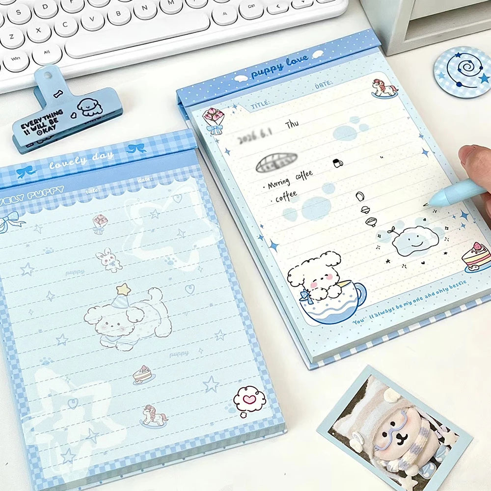Blue Puppy Party Hardshell Notebook Ins Tearable Drafts Appearance