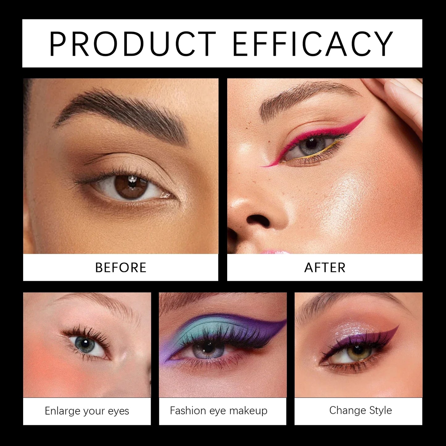 Eelhope 8-Color UV Neon Eyeliner Pencil Set – Waterproof