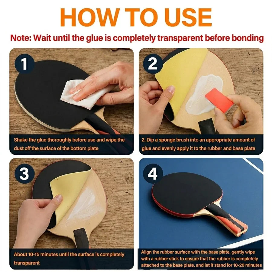 MIRAVEXL 50ml Table Tennis Rubber Adhesive + Sponge Applicator