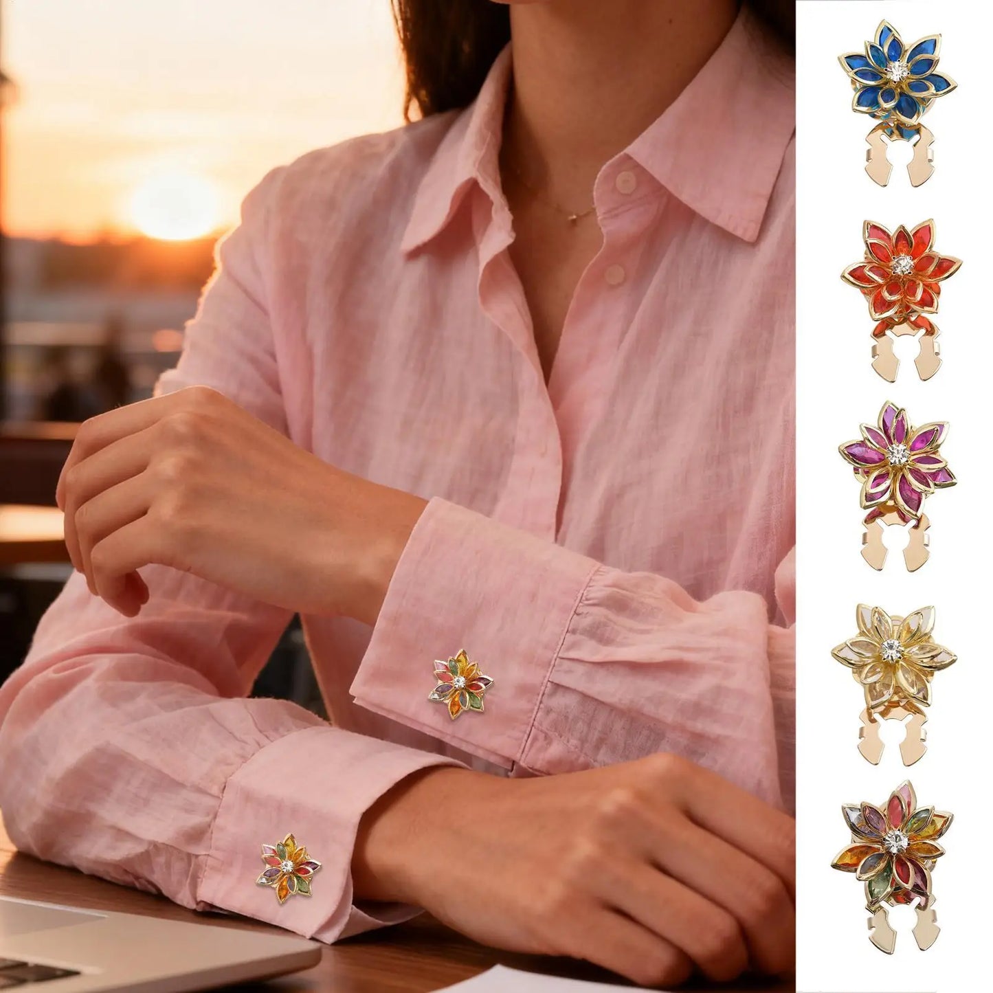 Elegant Camellia Button Cover Cufflinks | Blouses & Formal Shirts