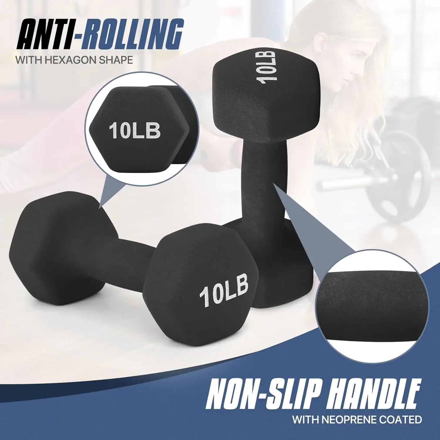 Anti-Slip Neoprene Hexagon Dumbbell Set – Home Gym Peaceful Pleasures Health and Wellness