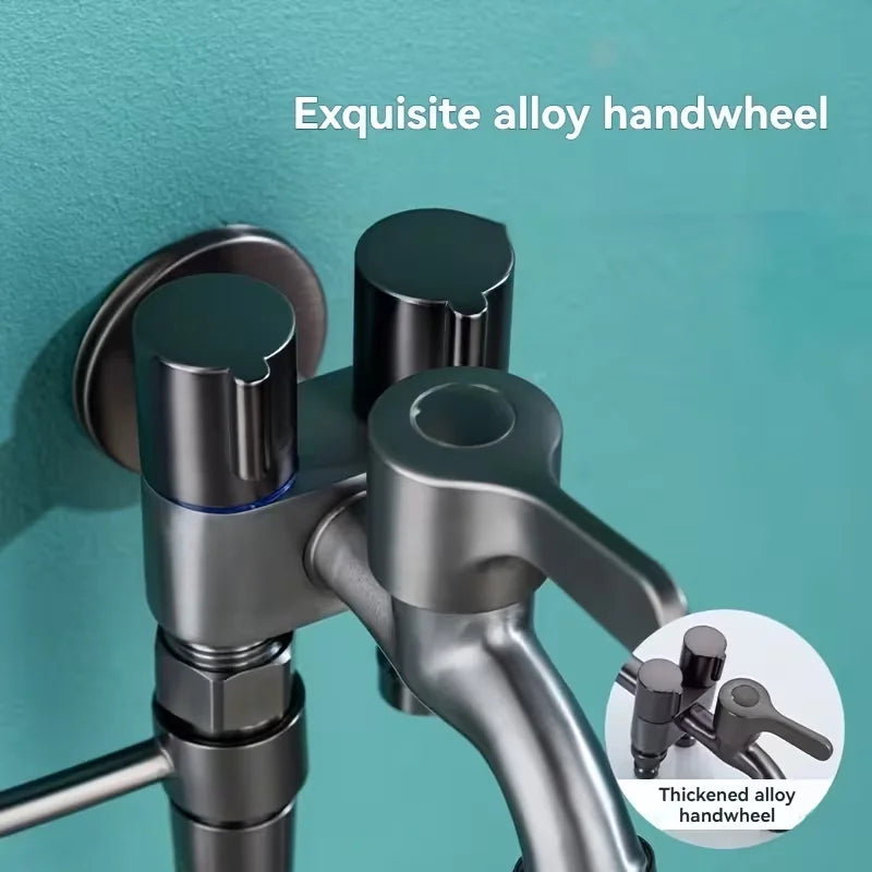 3-Way Angle Valve Faucet | Dual Outlet Single Handle Wall Tap