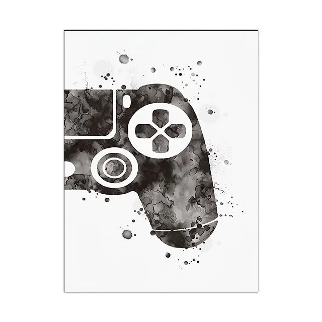 Minimalist Gamepad Controller Canvas Poster Modern Gaming Room Wall Art Print for Gamer Bedroom Home Decoration Peaceful Pleasures Health and Wellness SKU-3 50x70cm Unframed